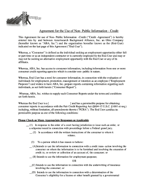 Agreement for Use of Non-Public Information - Credit