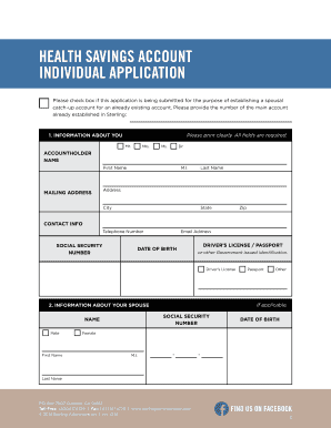 Health Savings Account Individual Application