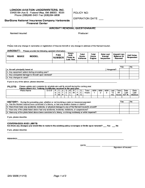 Aircraft Renewal Questionnaire