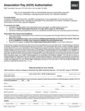 BB&T Association Pay Authorization Form