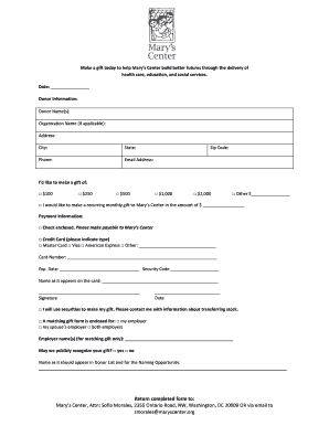 Mary's Center Donation Form