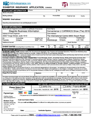 Exhibitor Insurance Application
