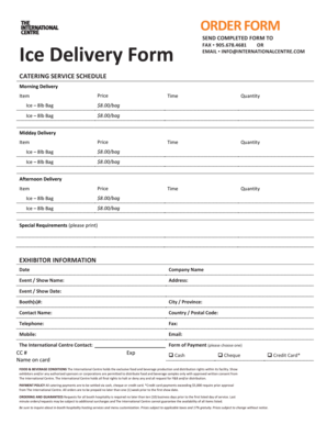 Ice Delivery Order Form