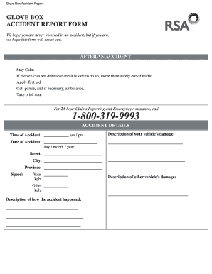 Glove Box Accident Report Form