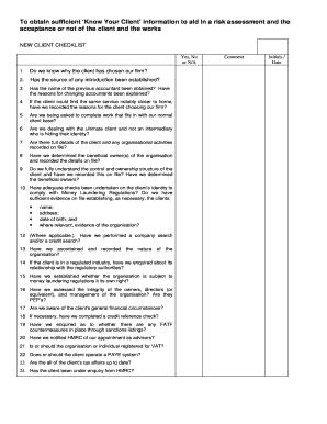 New Client Checklist Form