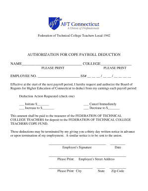 Authorization for COPE Payroll Deduction