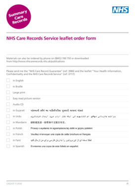 NHS Care Records Service Order Form
