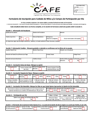 Formulario de Inscripción para Cuidado de Niños