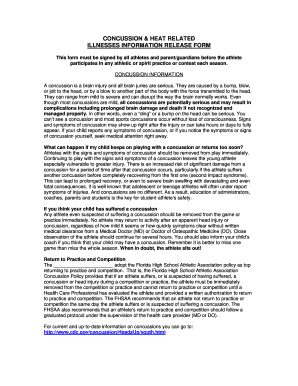 Concussion & Heat Related Illnesses Information Release Form