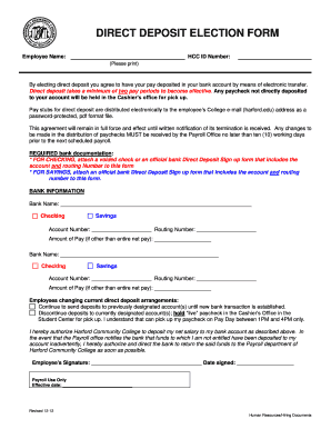 Direct Deposit Election Form