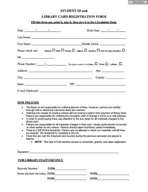 Library Card Registration Form