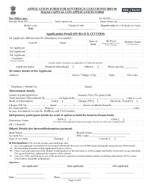 Sovereign Gold Bond Application Form 2015-16