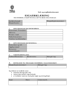 Norwegian Meat Import Declaration