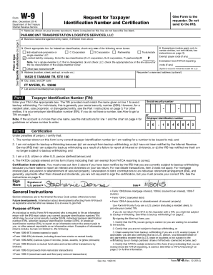 Form W-9 Request for Taxpayer Identification Number and Certification