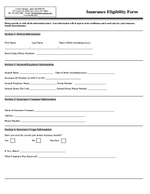 Insurance Eligibility Form