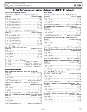 DEA Database Products Subscription Order Form