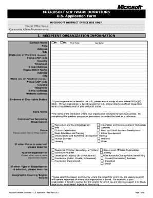 Microsoft Software Donations Application Form