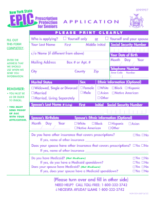 New York EPIC Prescription Drug Application
