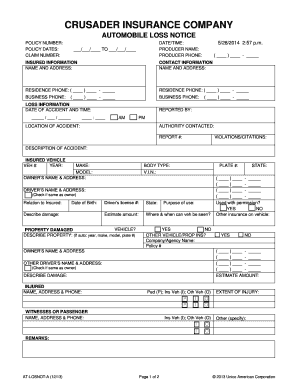 Automobile Loss Notice