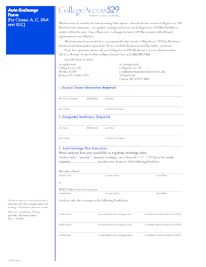 CollegeAccess 529 Auto-Exchange Plan Form