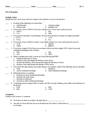 Physics Chapter 14 Practice Worksheet