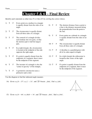 Chapter 5 & 6 Final Review Geometry Quiz