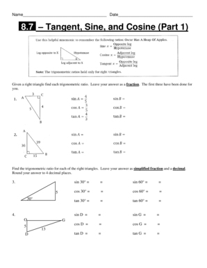 Trigonometry Worksheet