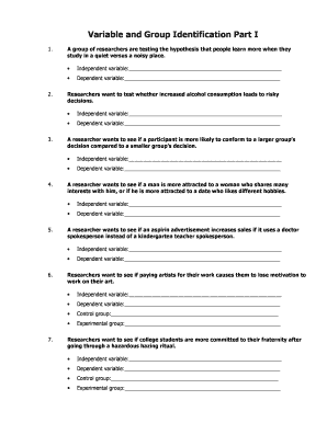 Psychology Experiment Worksheet