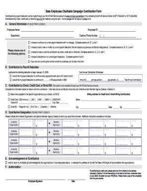 Michigan State Employees Charitable Campaign Contribution Form