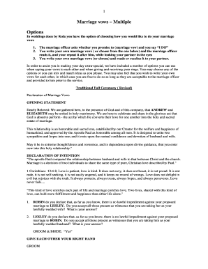 Marriage Vows Template