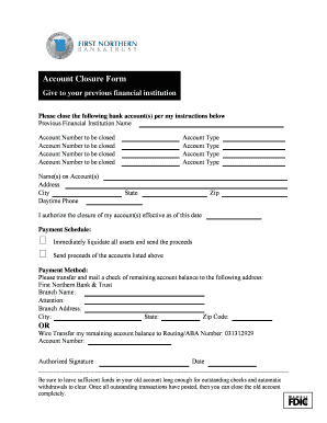 Bank Account Closure Form
