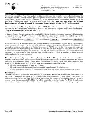 Reasonable Accommodation Request Form for Housing