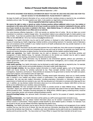 Notice of Personal Health Information Practices