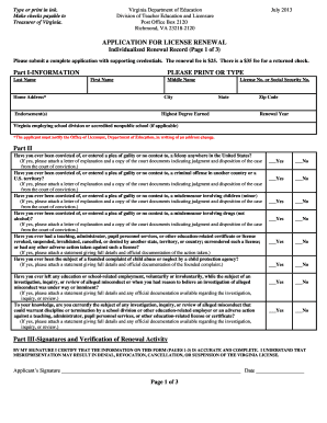Virginia Teacher License Renewal Application