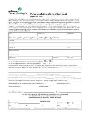 Girl Scouts Financial Assistance Request Form