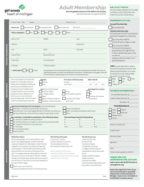 Girl Scouts Adult Membership Application