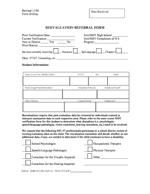 Reevaluation Referral Form