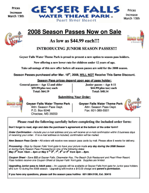Geyser Falls Season Pass Order Form
