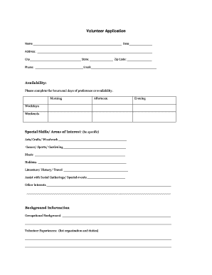 Volunteer Application Form