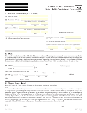 Kansas Notary Public Appointment Form