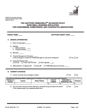 Hartford CrimeShield Advanced Policy Bond Application