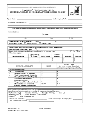 House of Worship Crime Insurance Application