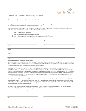 CombiTRAK Online Access Agreement
