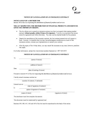 Notice of Cancellation of an Insurance Contract