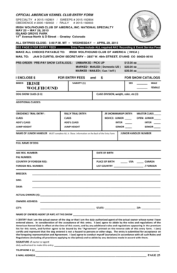 American Kennel Club Dog Show Entry Form