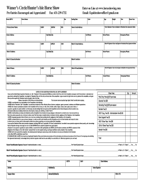 Horse Show Entry Form