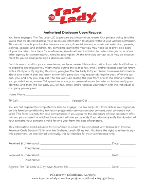 Tax Return Disclosure Authorization Form