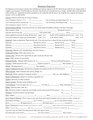Business Expenses Form