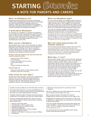 Girlguiding UK Brownie Information and Registration Form