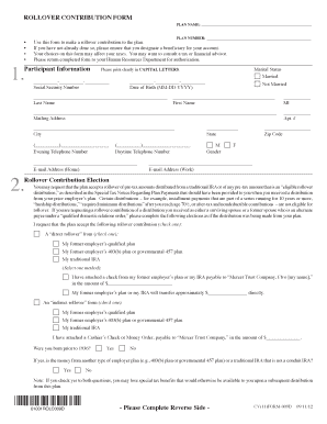 Rollover Contribution Form